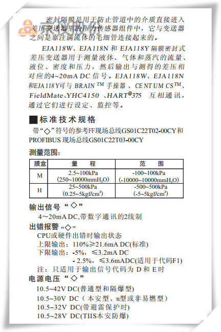 EJA118W、EJA118N和 EJA118Y型